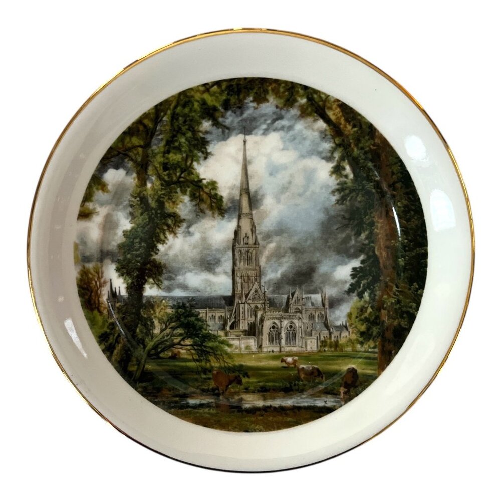Arklow Art Collection Plate – Salisbury Cathedral Scene – Made in Ireland – Deco